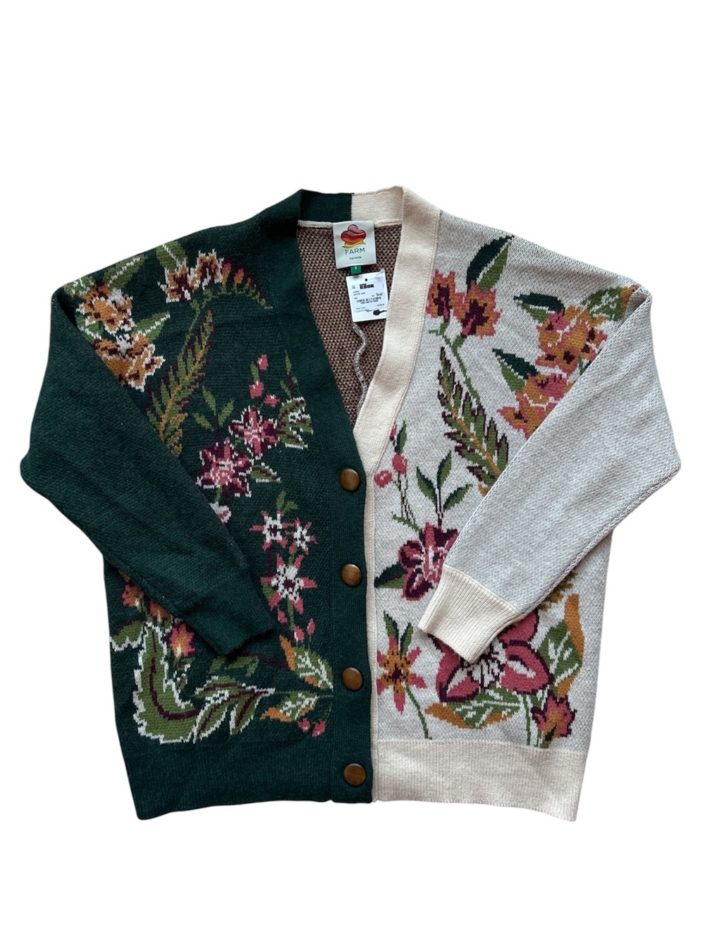 FARM Rio Nature V-Neck Cardigan in Sand Size Small NWT Oversized - Picture 6 of 10